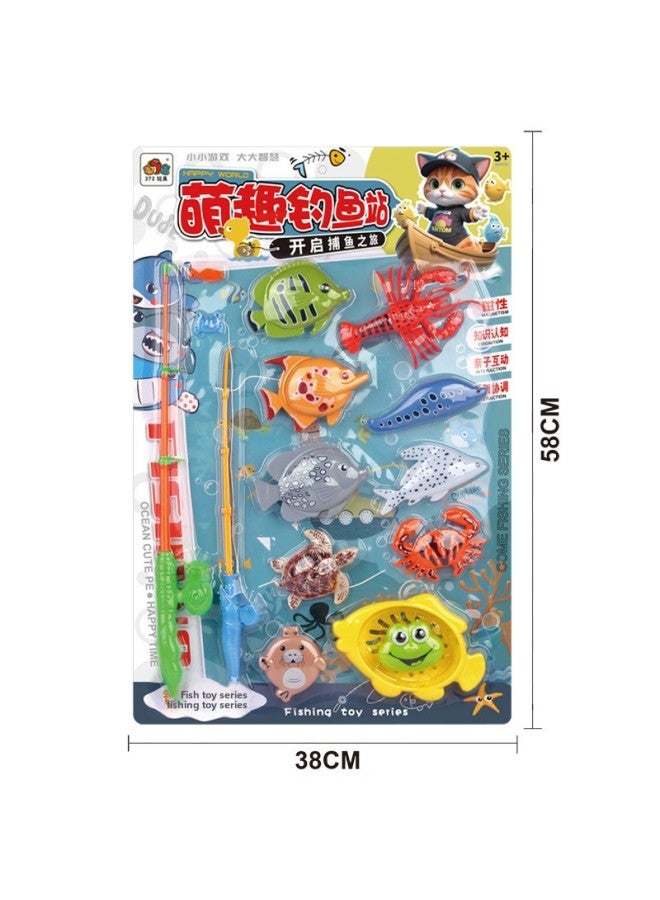 Children's Play House Summer Water Toys 272-87 Parent-child Interactive Double Pole Magnetic Fishing Fish Game Board-Color:Default  - Image 2