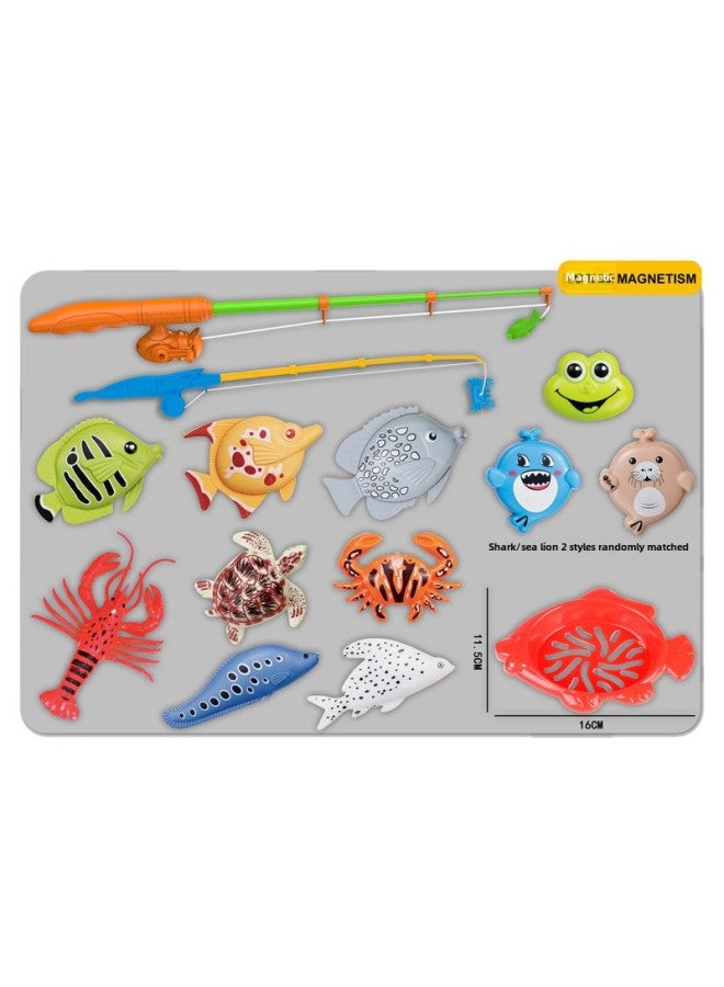 Children's Play House Summer Water Toys 272-87 Parent-child Interactive Double Pole Magnetic Fishing Fish Game Board-Color:Default  - Image 3