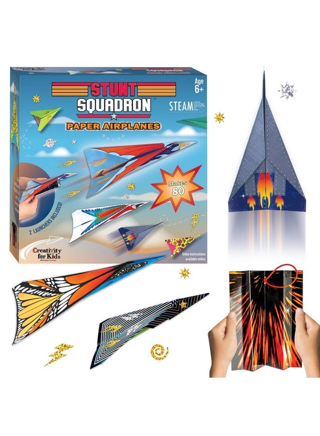 Creativity for Kids Stunt Squadron Fold & Launch Paper Airplanes: Create 80 Paper Airplanes, STEM Science Kit for Kids, Paper Airplane Craft Kit for Kids, Gifts and Toys for Boys Ages 6-8+ - Image 1