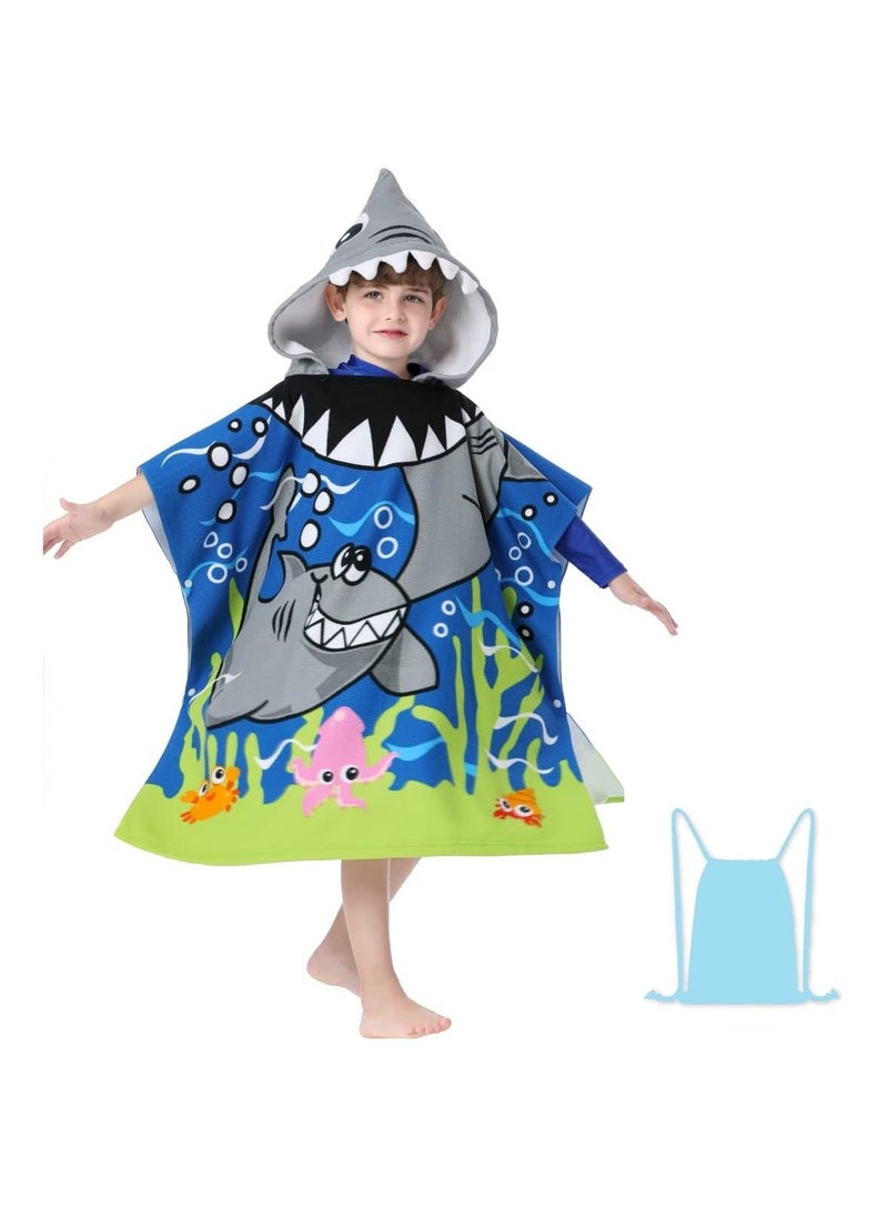 Cutie Cute Kids Hooded Beach Bath Towel Poncho for Age 4-10 Years  Swim Pool Coverup Poncho Cape Multi-use for Bath Shower Pool Swim with Drawstring Bag  - Image 1