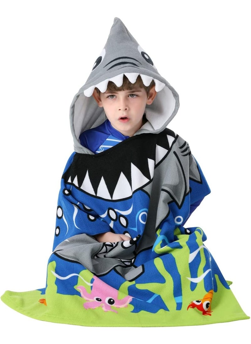Cutie Cute Kids Hooded Beach Bath Towel Poncho for Age 4-10 Years  Swim Pool Coverup Poncho Cape Multi-use for Bath Shower Pool Swim with Drawstring Bag  - Image 3