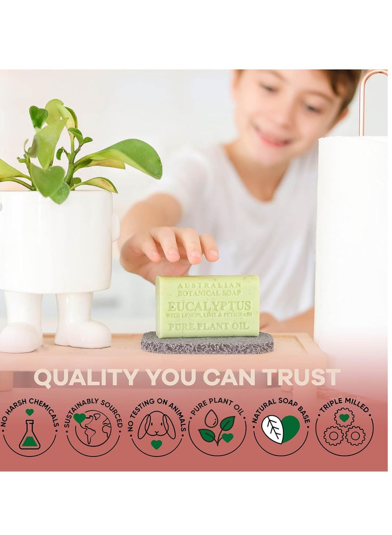 Australian Botanical Soap Eucalyptus with Lemon Lime and Petitgrain 6.6 oz Luxury Soap Bars Enriched with Shea Butter, Pack of 4