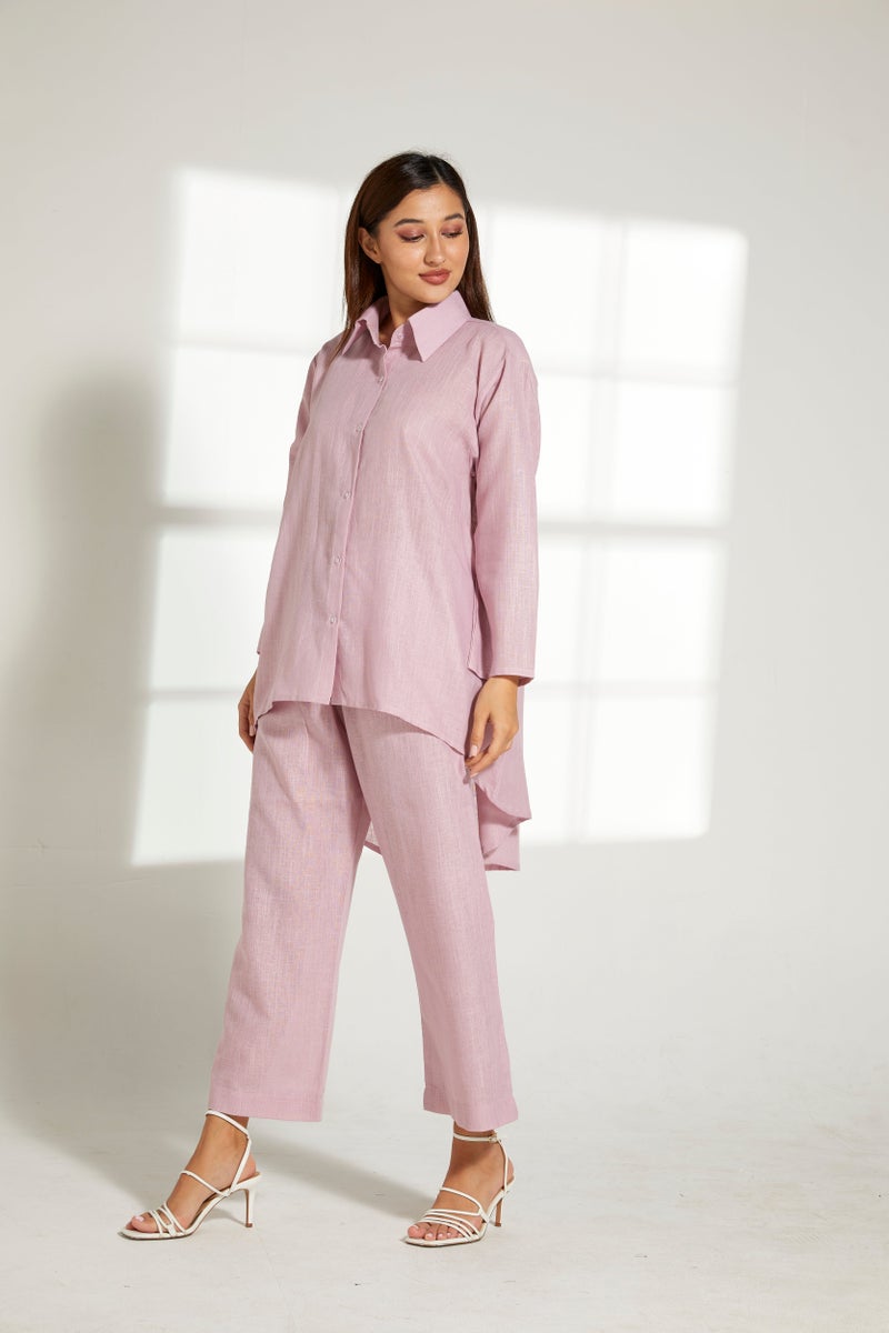 Moistreet Asymmetric Button Down Top & Pants Set - Image 4