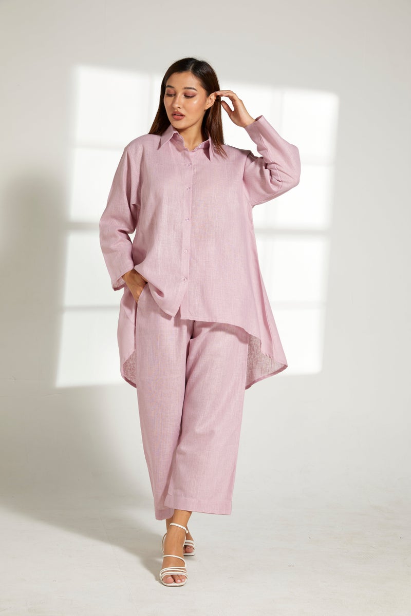 Moistreet Asymmetric Button Down Top & Pants Set - Image 5