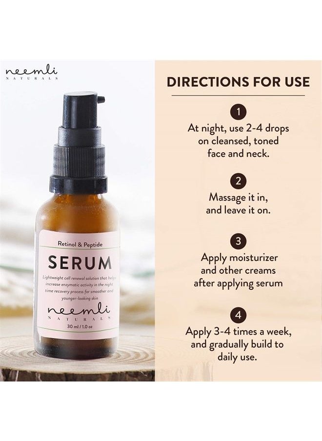 Neemli Naturals Retinol & Peptide Serum, Light Weight Renewal Solution for Smooth, Even-Toned, Younger Looking Skin, Promotes Cell Turnover for Youthful, Smooth Skin, 30ml (Pack of 1)  - Image 2