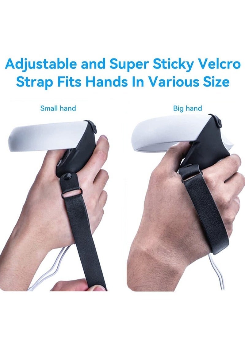 VR Controller Grips Cover for Oculus Quest 2, VR Accessories Set Silicone Grip Protective Cover with Adjustable Leather Knuckle Straps - Image 4
