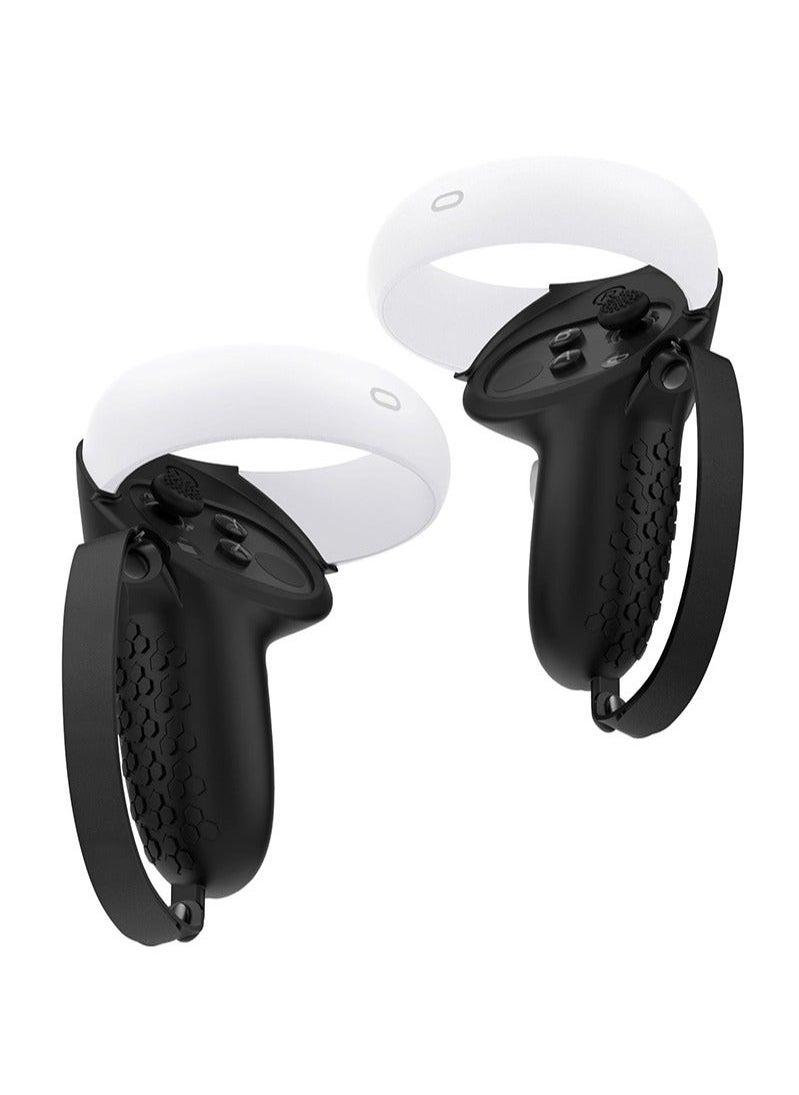 VR Controller Grips Cover for Oculus Quest 2, VR Accessories Set Silicone Grip Protective Cover with Adjustable Leather Knuckle Straps - Image 1