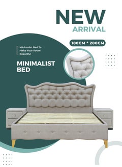 AFT AFT KING BED FRAME UPHOLSTERED WITH SIDE TABLE  - Image 1