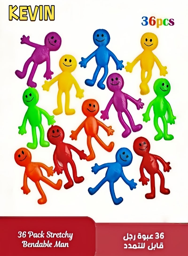 كيفن 36 عبوة رجل قابل للتمدد قابل للانحناء ألوان ممتعة متنوعة، ملمس لزج، قابل للتمدد، ناعم، ملمس مزعج، لعبة لتخفيف التوتر، هدية رائعة للحفلات - Image 1