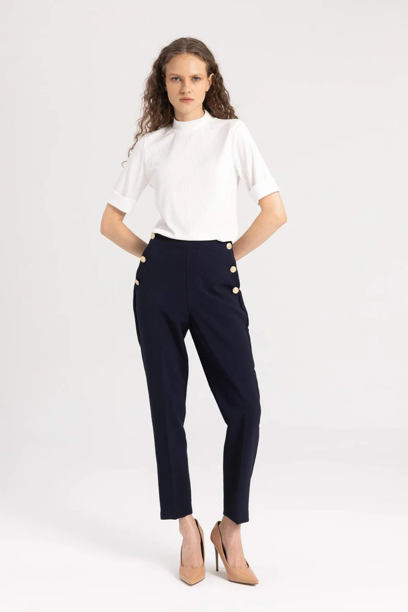 DeFacto Carrot Fit Basic High Waist Straight Leg Trousers