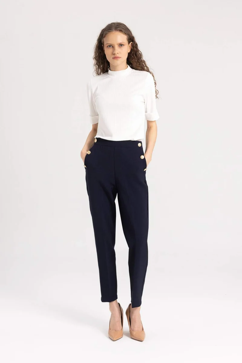 DeFacto Carrot Fit Basic High Waist Straight Leg Trousers