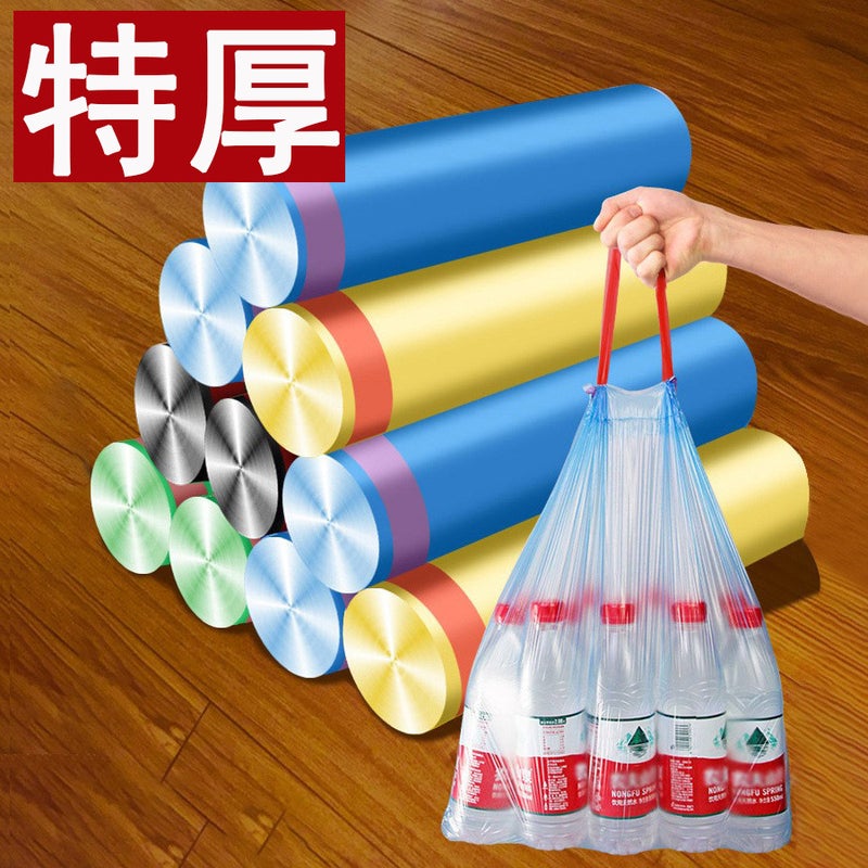 Garbage Bag Portable Drawstring Large Thickened Pull-Up Garbage Bin Plastic Pocket With Tiktok For Home - Image 2