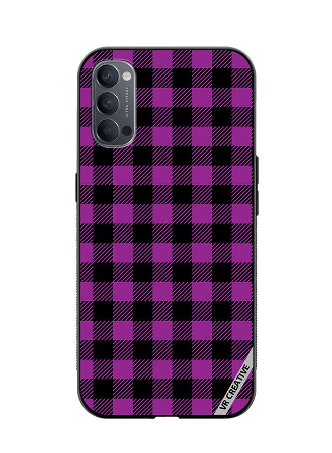 VR CREATIVE Protective Case Cover For Oppo Reno4 Pro 5G Purple And Black Chequered Design Seamless Pattern Design Multicolour - Image 1