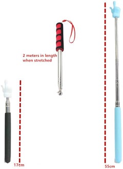 erorex 4 Pcs Telescopic Teachers Pointer Extendable Finger Pointer Stick 2 Pieces 2M Retractable Telescope Pointer With Lanyards For Coach Classroom Whiteboard Post Pointer  - Image 2