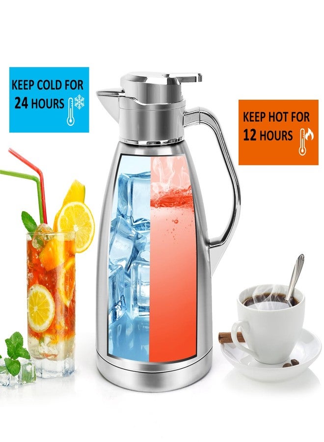ShineMe Coffee Carafes for Keeping Hot, ShineMe Stainless Steel Thermal Coffee Carafe with Cleaning Brush, Double Walled Vacuum Coffee Pot，61oz Insulated Tea & Coffee Dispenser, Long Heat/Cold Retention - Image 3