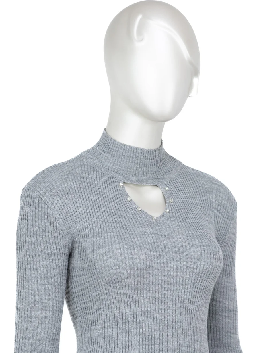 Oppland Women's Half Collar and Stone Long Sleeve Knitted Knitwear Sweater