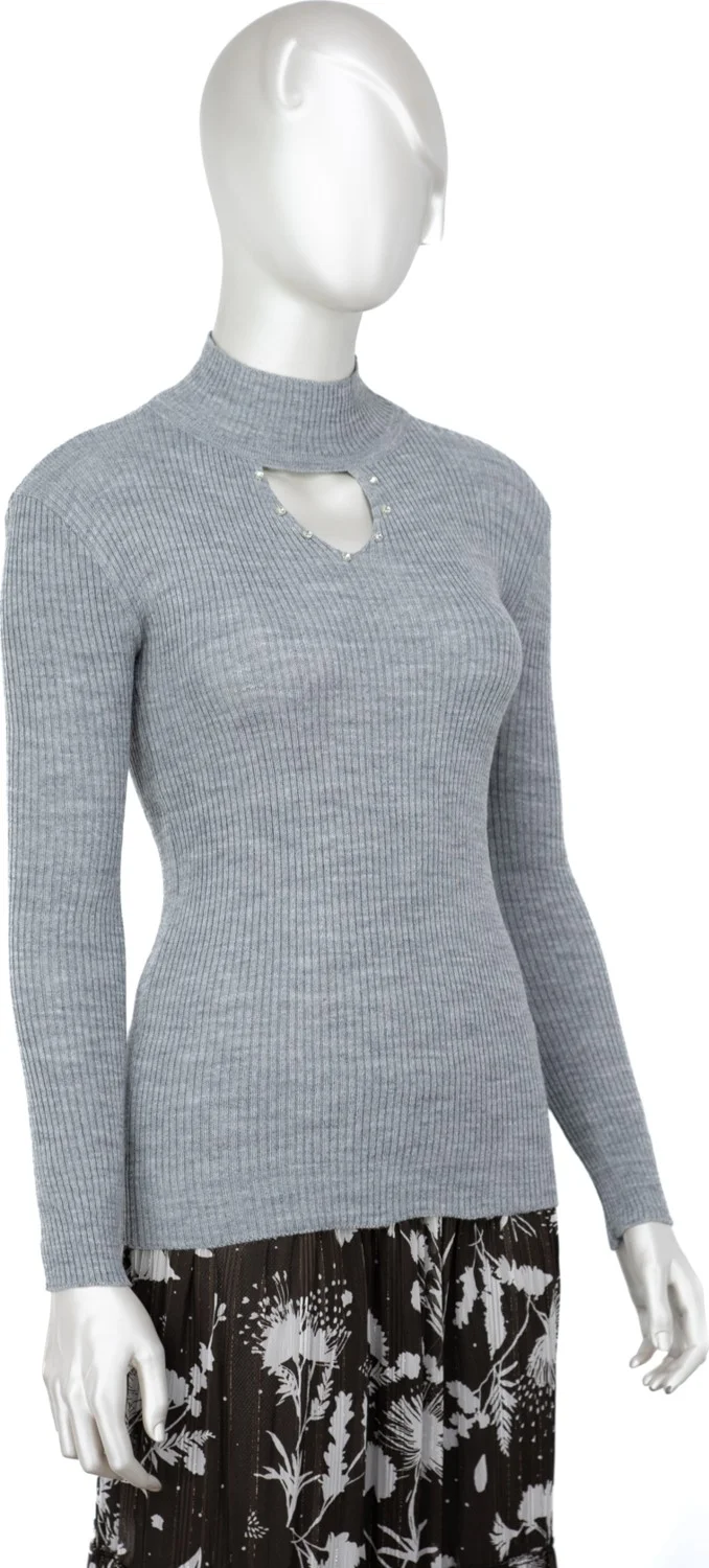 Oppland Women's Half Collar and Stone Long Sleeve Knitted Knitwear Sweater