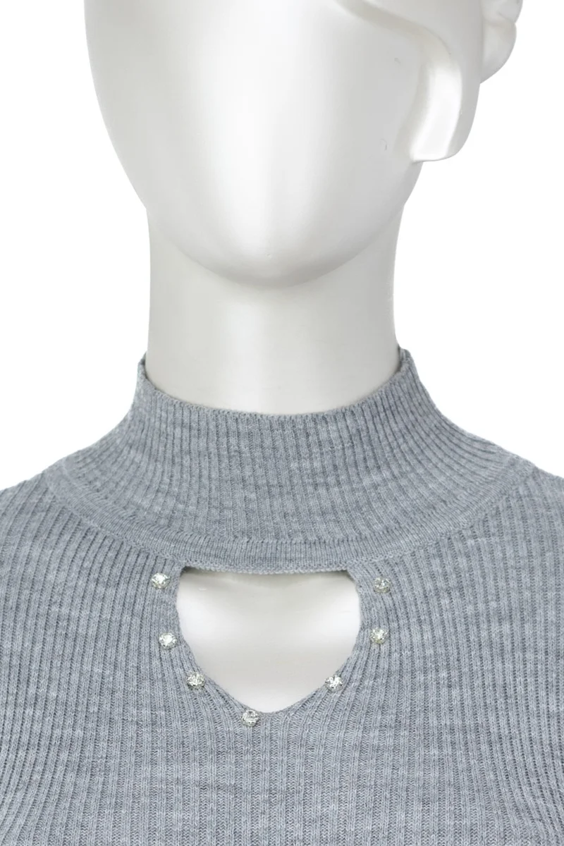Oppland Women's Half Collar and Stone Long Sleeve Knitted Knitwear Sweater