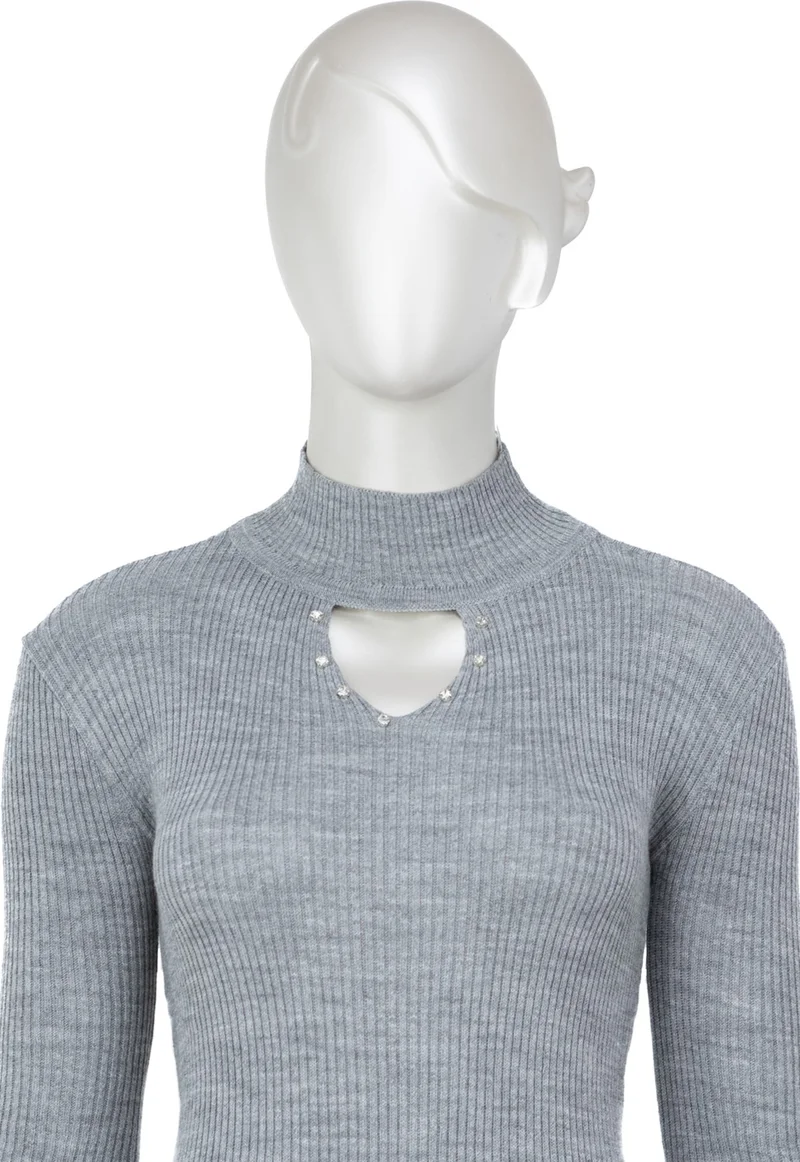 Oppland Women's Half Collar and Stone Long Sleeve Knitted Knitwear Sweater