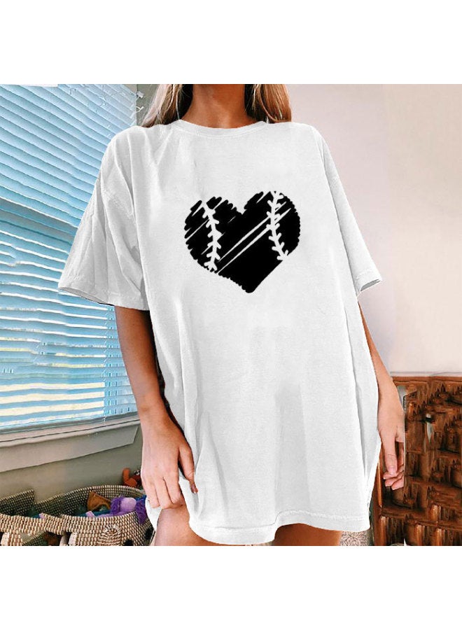 Spring And Summer New Print Round Neck Casual Short Sleeve Loose Fit Large Size - Image 4