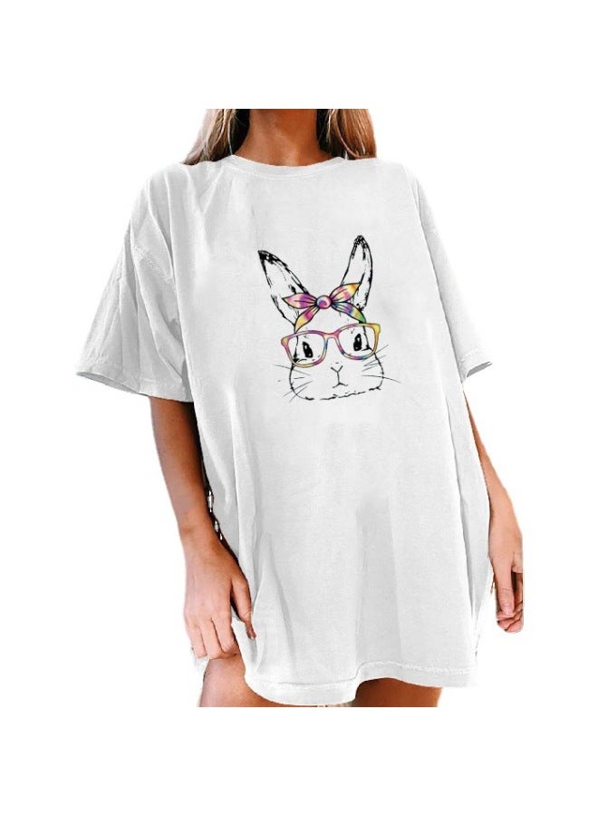 Spring And Summer New Print Round Neck Casual Short Sleeve Loose Fit Large Size - Image 5