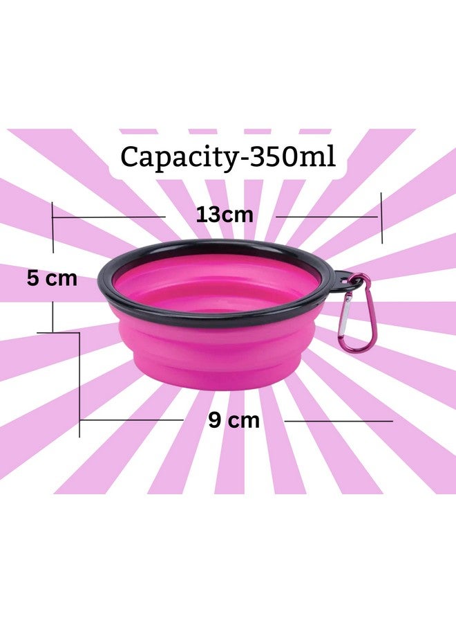 (وعاء سيليكون قابل للطي للحيوانات الأليفة) قابل للطي - 350 مل | وعاء ماء للسفر قابل للطي مع مشبك حلقة تسلق للسفر والمشي لمسافات طويلة والمشي والتخييم غير سام وآمن بنسبة 100% (قد يختلف اللون) - Image 2