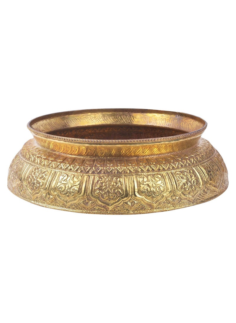 KALARAMBH KALARAMBH Metal MatkiMatkaHandi for Home Outdoor Cooking Vintage Design Storage Pot Collectible Handicraft Art Yellow 173 x 173 x 6 Inch L x W x H  - Image 2
