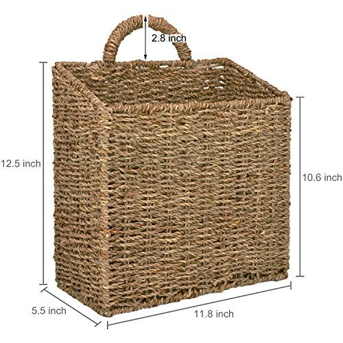 MyGift 12.5 Inch Rustic Woven Wall Hanging Storage Basket, Large Decorative Baskets, Magazine and Mail Organizer Basket - Image 5