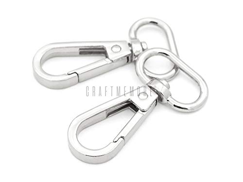 CRAFTMEMORE CRAFTMEMORE Snap Hook Swivel Push Gate Lobster Clasps Fashion Clips Purse Making FS10 Pack of 10 Silver 34 Inch 