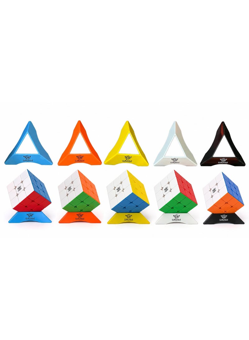 Cubuzzle 5-Piece Speed Cube Display Stand Set | Multicolour Universal Holder - Compatible with All Standard Speed Cubes  2x2, 3x3, 4x4, 5x5, Megaminx, and Pyramid Puzzles Collections - Image 2