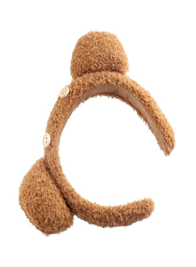 Pokinge Cute Bear Ears Headband, Fluffy Button Hairband, Animal Head Wear, Big Hair Hoop for Women's Face Wash, Cosplay Costume Supplies - Image 5