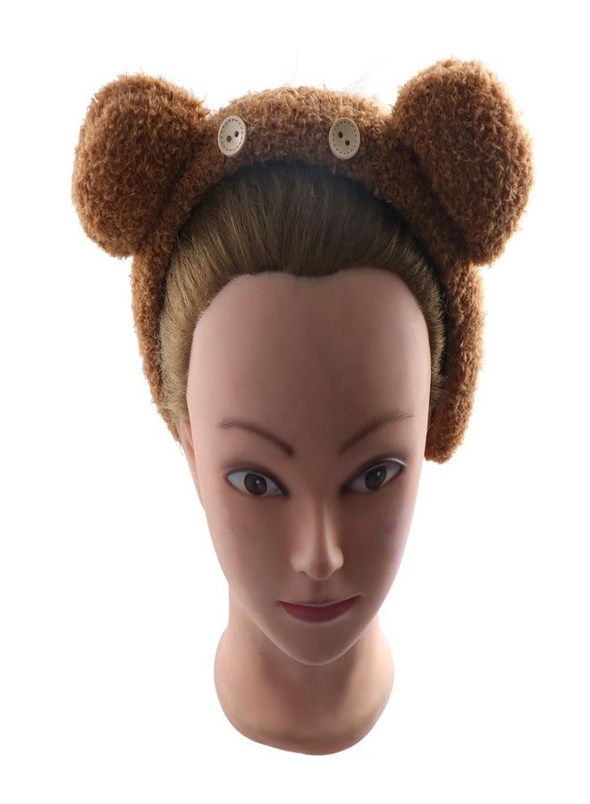 Pokinge Cute Bear Ears Headband, Fluffy Button Hairband, Animal Head Wear, Big Hair Hoop for Women's Face Wash, Cosplay Costume Supplies - Image 4