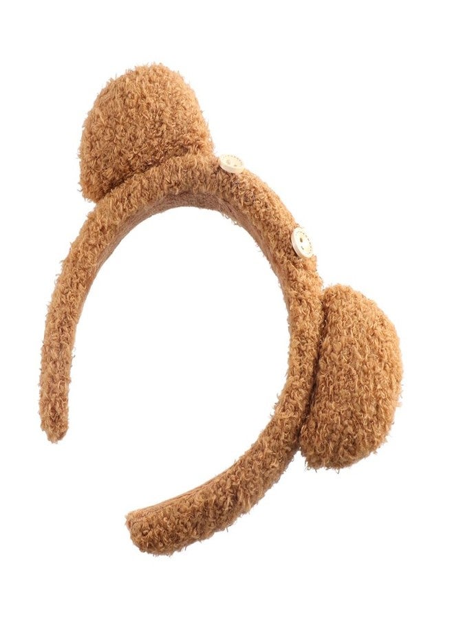Pokinge Cute Bear Ears Headband, Fluffy Button Hairband, Animal Head Wear, Big Hair Hoop for Women's Face Wash, Cosplay Costume Supplies - Image 2