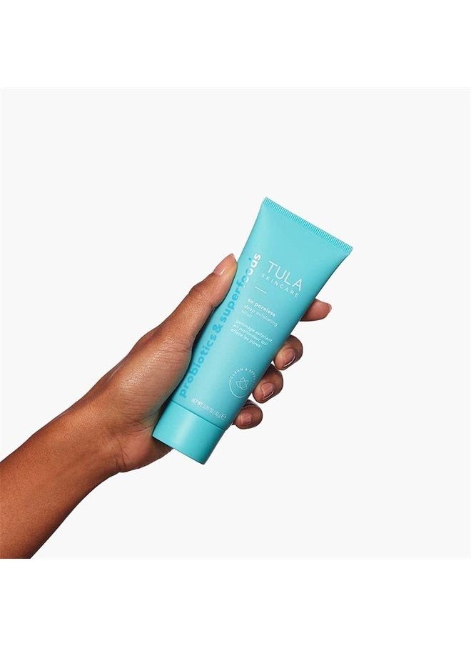 TULA Skin Care So Poreless Exfoliating Blackhead Scrub | Powerful and Gentle Exfoliation, Refreshing and Smoothing, Contains Probiotic Extracts, Volcanic Sand, Pink Salt, and Witch Hazel | 82 g 
