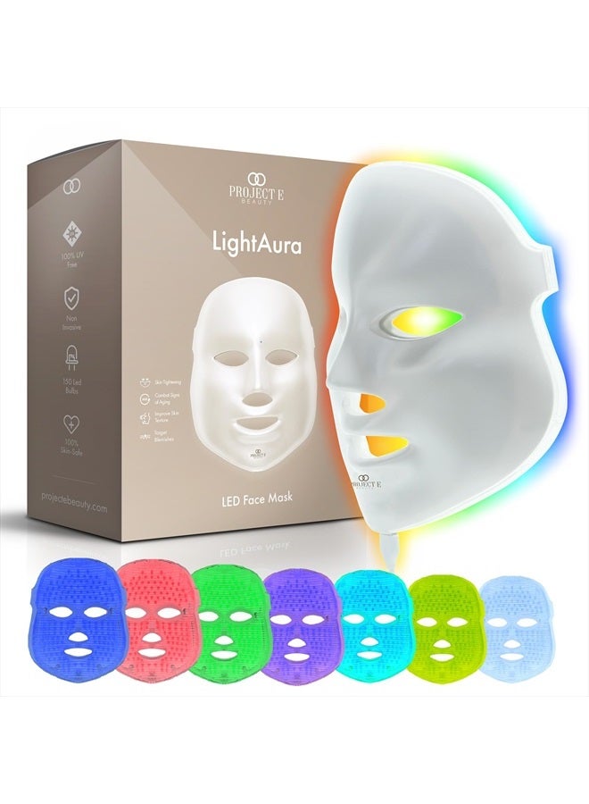 Project E Beauty LightAura LED Face Mask 7 Colors Light Therapy | Anti-Aging Facial Skincare Routine | Skin Tightening | Calm Inflammation | Reduce Wrinkle | Brightens Skin | Collagen Boost - Image 1