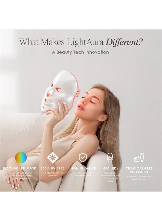 Project E Beauty LightAura LED Face Mask 7 Colors Light Therapy | Anti-Aging Facial Skincare Routine | Skin Tightening | Calm Inflammation | Reduce Wrinkle | Brightens Skin | Collagen Boost - Image 5