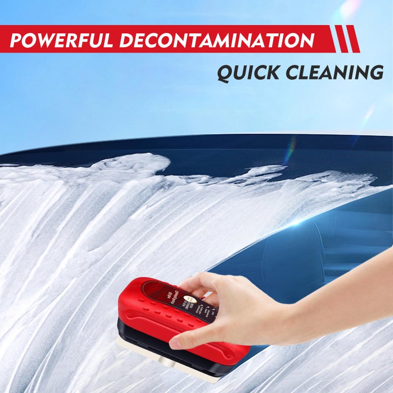Eiruseed Automotive Oil Film Cleaning Brush with Reusable Foam Sprayer Upgraded Antifog Glass Cleaning Board Glass Oil Film Remover for Car Windows Windshields Versatile Car Glass Cleaner Brush Red - Image 4