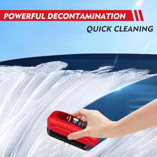 Eiruseed Automotive Oil Film Cleaning Brush with Reusable Foam Sprayer Upgraded Antifog Glass Cleaning Board Glass Oil Film Remover for Car Windows Windshields Versatile Car Glass Cleaner Brush Red - Image 3