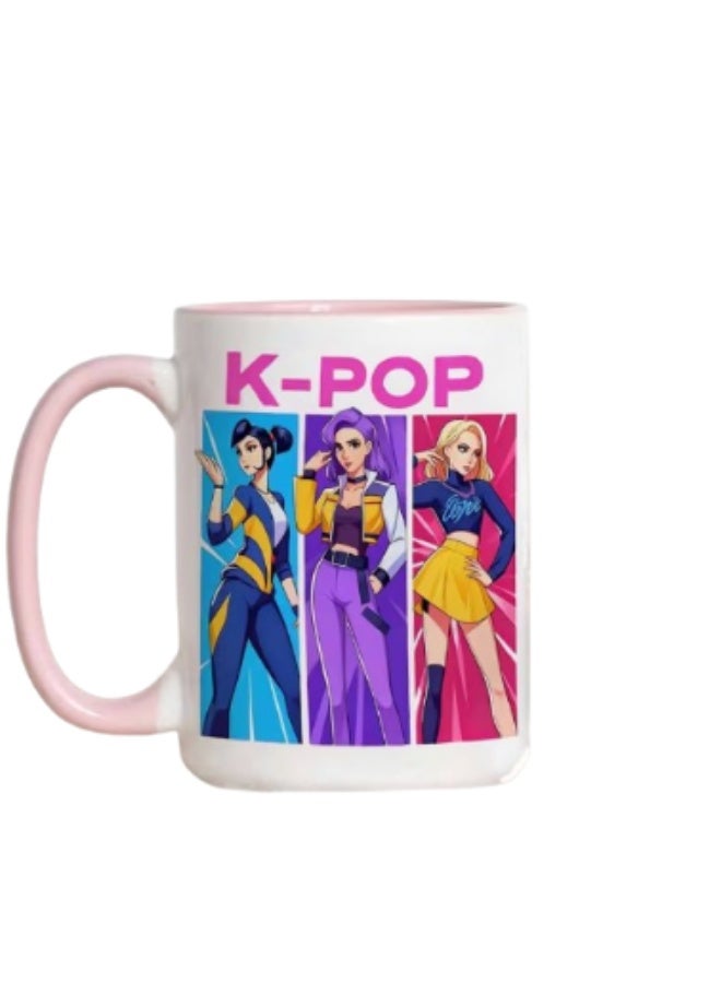 كيبوب كوب كيبوب - كوب فرقة فتيات كيبوب 11 أونصة (360 مل) - كوب قهوة ميرا رومي زوي، كوب شاي وعصير سيراميك لطيف من الكيبوب - هدية لمحبي الكيبوب من الفتيات والمراهقات والبالغات - قطعة تذكارية جمالية لهواة جمع منتجات الآيدول (وردي) - Image 1