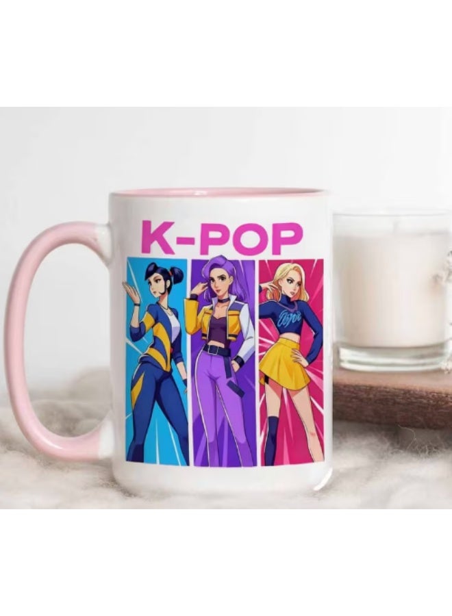 كيبوب كوب كيبوب - كوب فرقة فتيات كيبوب 11 أونصة (360 مل) - كوب قهوة ميرا رومي زوي، كوب شاي وعصير سيراميك لطيف من الكيبوب - هدية لمحبي الكيبوب من الفتيات والمراهقات والبالغات - قطعة تذكارية جمالية لهواة جمع منتجات الآيدول (وردي) - Image 2