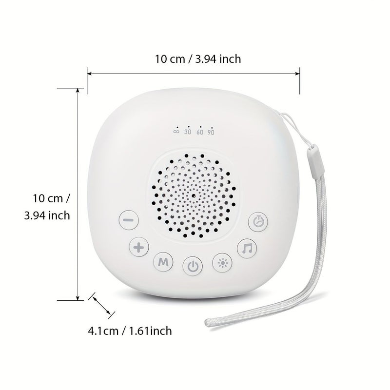 Rechargeable Portable Sleep Sound Machine 20 Soothing Sounds White Noise Machine Adjustable Night Light 4 Level Timer For Home Office Travel White - Image 3