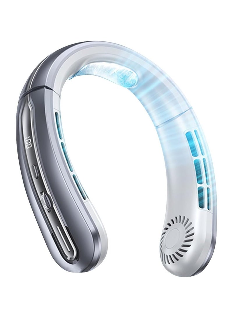 SYOSI Portable Neck Fan, Hands Free Neck Fan, 100 Speeds Faster Cooling, Fan Silent Hanging Neck, 400mah Battery Operated Wearable, Fans That Blow Cold Air, USB Charging, Portable Leafless Personal Fan - Image 1