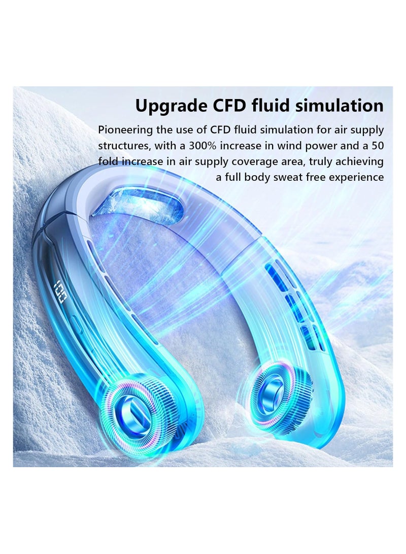SYOSI Portable Neck Fan, Hands Free Neck Fan, 100 Speeds Faster Cooling, Fan Silent Hanging Neck, 400mah Battery Operated Wearable, Fans That Blow Cold Air, USB Charging, Portable Leafless Personal Fan - Image 3
