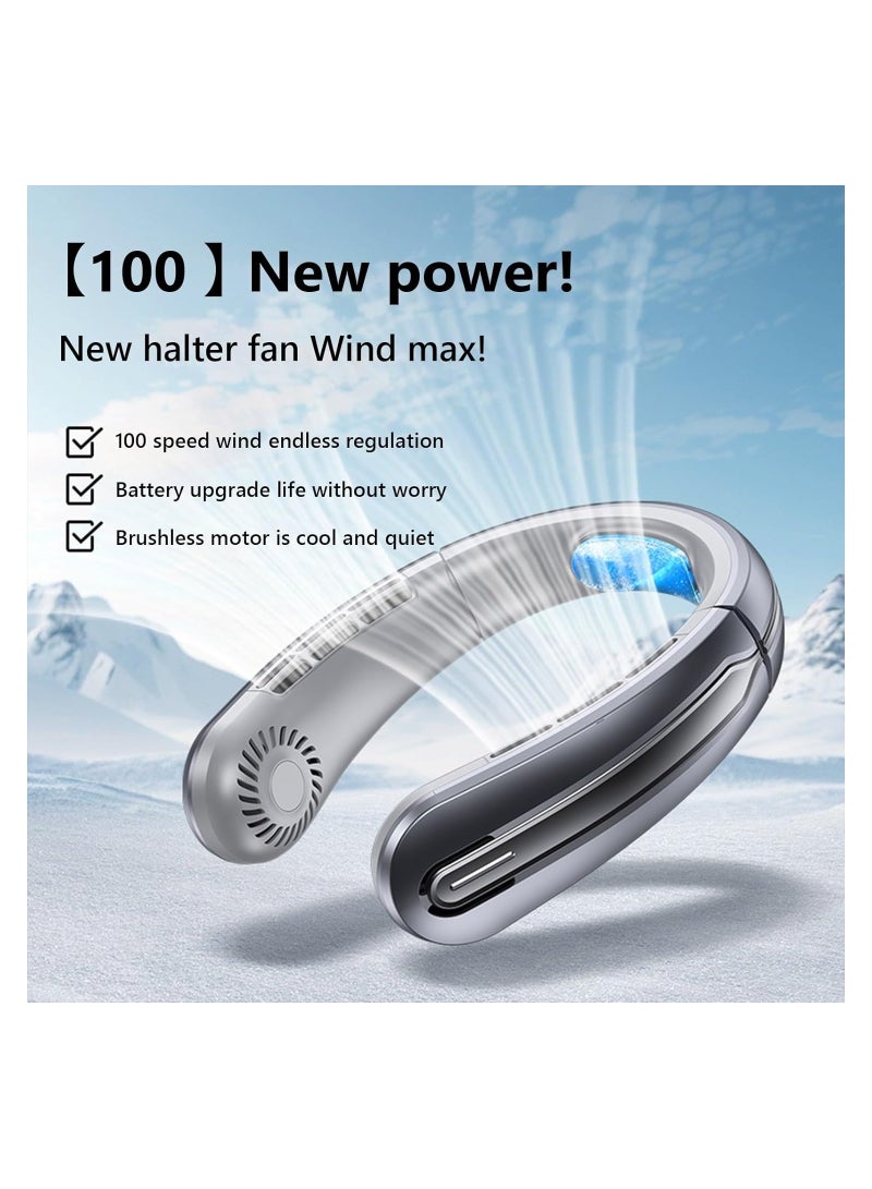 SYOSI Portable Neck Fan, Hands Free Neck Fan, 100 Speeds Faster Cooling, Fan Silent Hanging Neck, 400mah Battery Operated Wearable, Fans That Blow Cold Air, USB Charging, Portable Leafless Personal Fan - Image 4