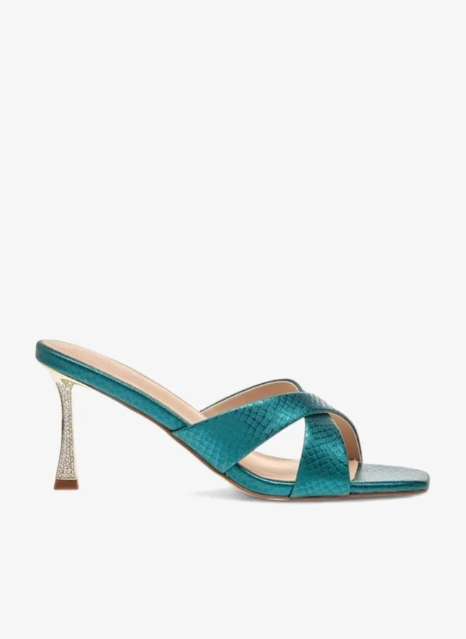 Textured Cross Strap Sandals with Stiletto Heels Ramadan Collections