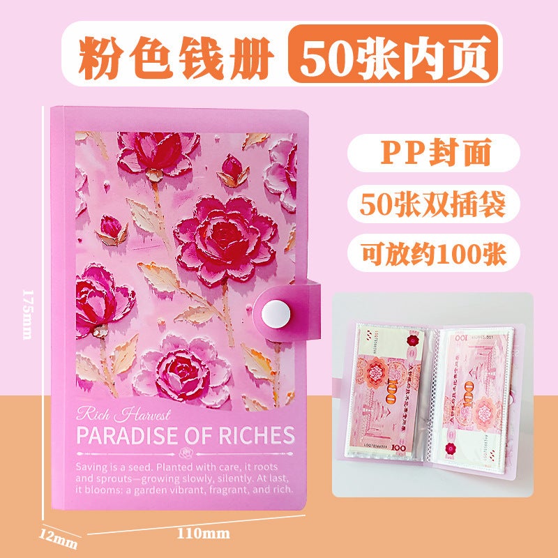 A6 Savings Book with Cash Storage, 3D Snap-On Plastic Cover, Banknote Storage Album, Commemorative Coin Collection, 3D Oil Painting Information  Book - Image 1