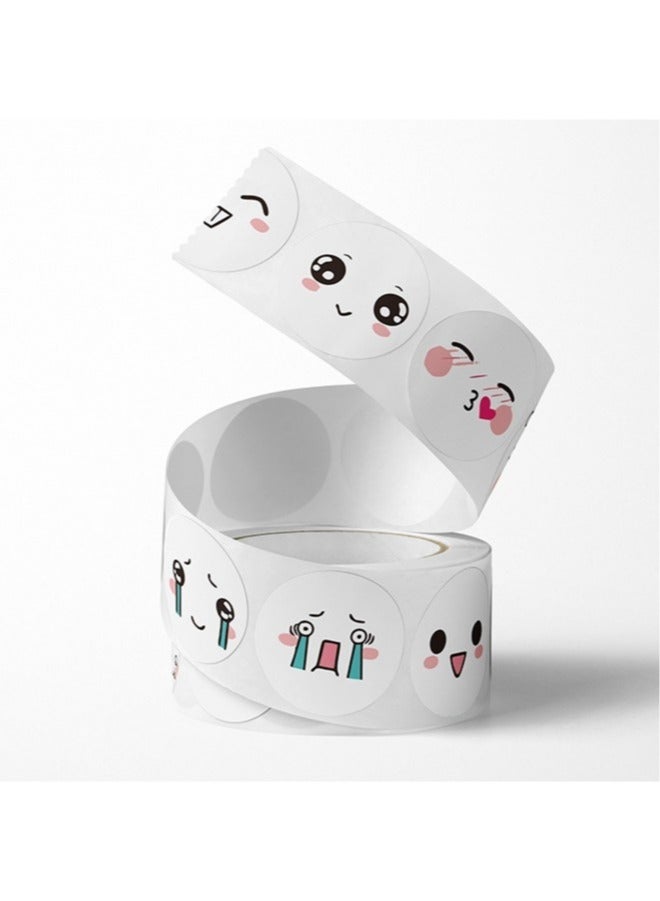 Round Shape Funny Expressions Sticker Roll Multicolor 500 Stickers 1 Inch 8 Classic Pattern - Image 3