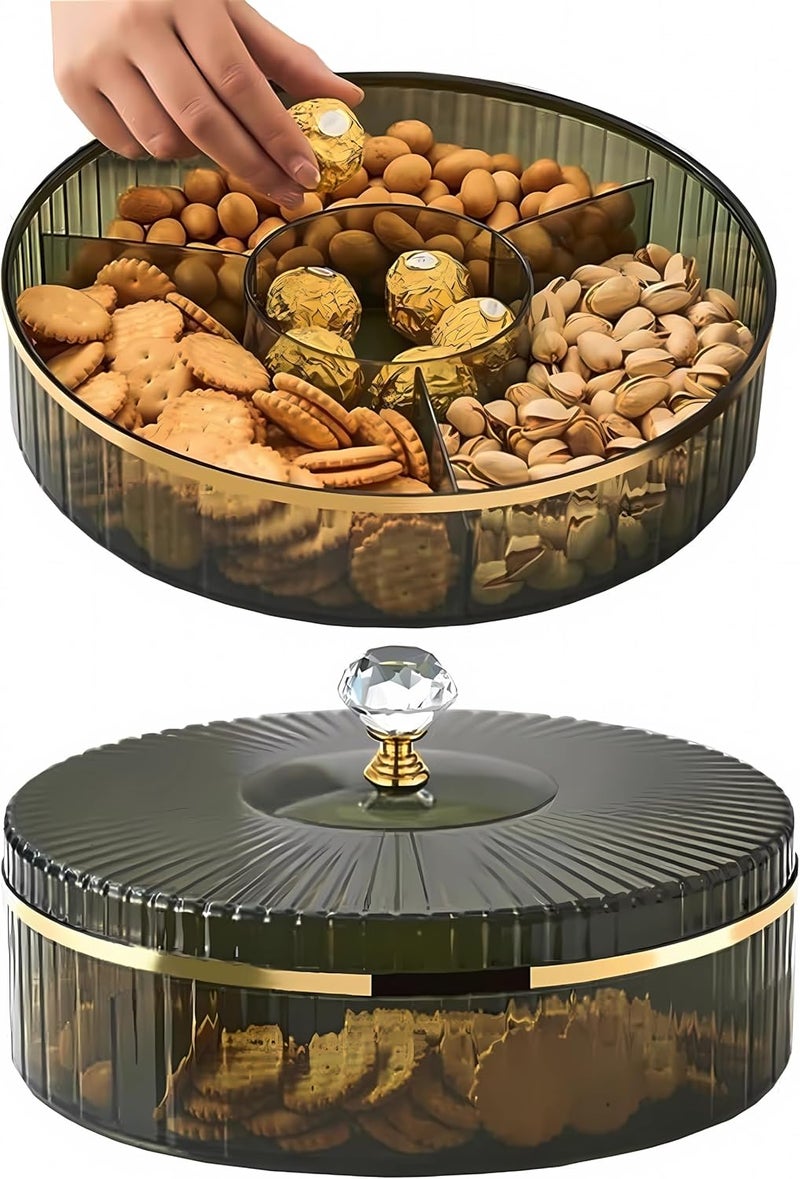 WAMIT 10 Inch Split Serving Tray with Lid - Snack Box Deli Container for Parties, Entertaining, Picnics - Portable Snack Platter Organize Candy, Fruit, Nuts, Snacks (Green) - Image 1