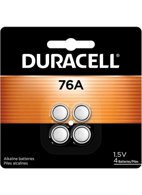 Duracell 76A 15V Alkaline Batteries 4 Count Pack 76A 15 Volt Battery equivalent to LR44 A76 PX76A V136A AG13 and L1154 battery types