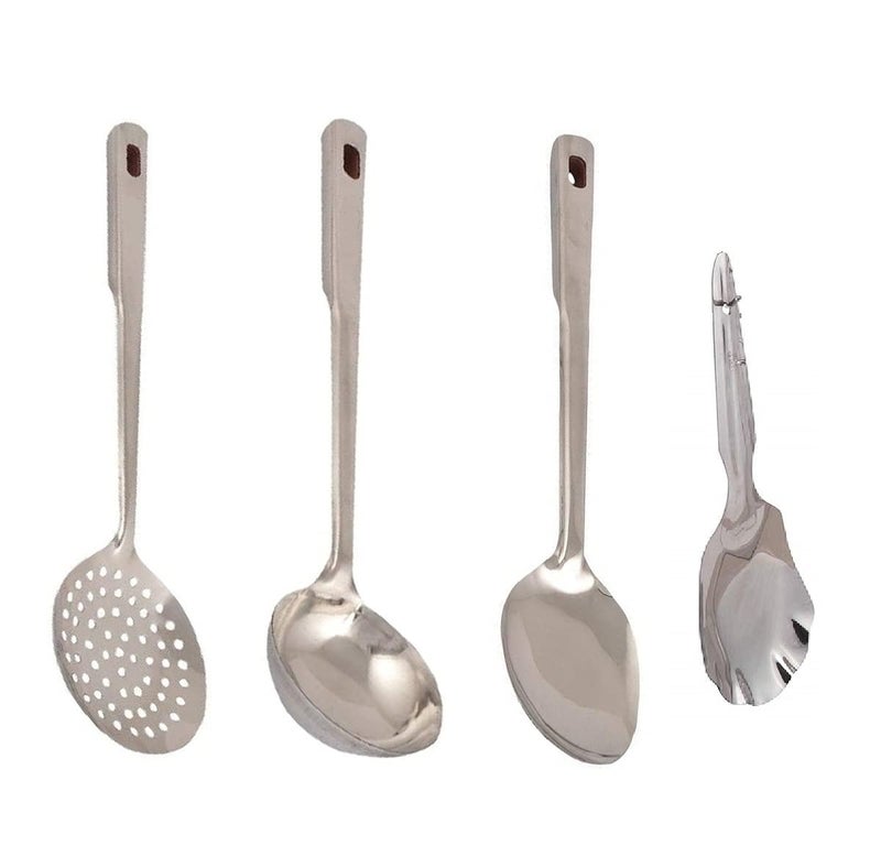 First Front Stainless Steel Cooking and Serving Spoon, Panja Rice Palta, Poni with Chamcha, Kitchen Tools (Pack of 4) - Image 1